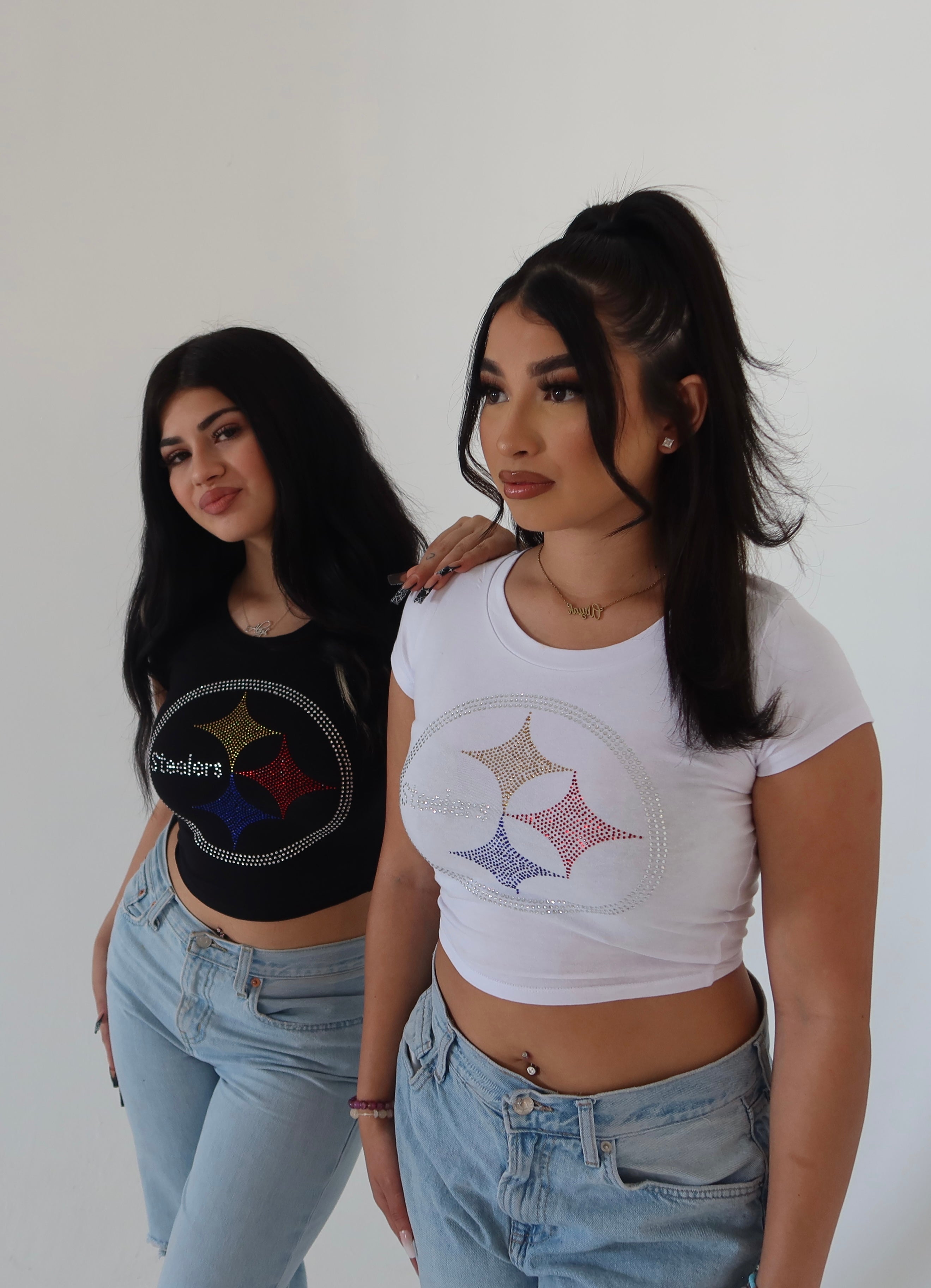 RHINESTONE 49ERS BABY-T CROP TOPS