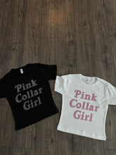 Load image into Gallery viewer, PINK COLLAR GIRL RHINESTONE BABY T CROP TOP
