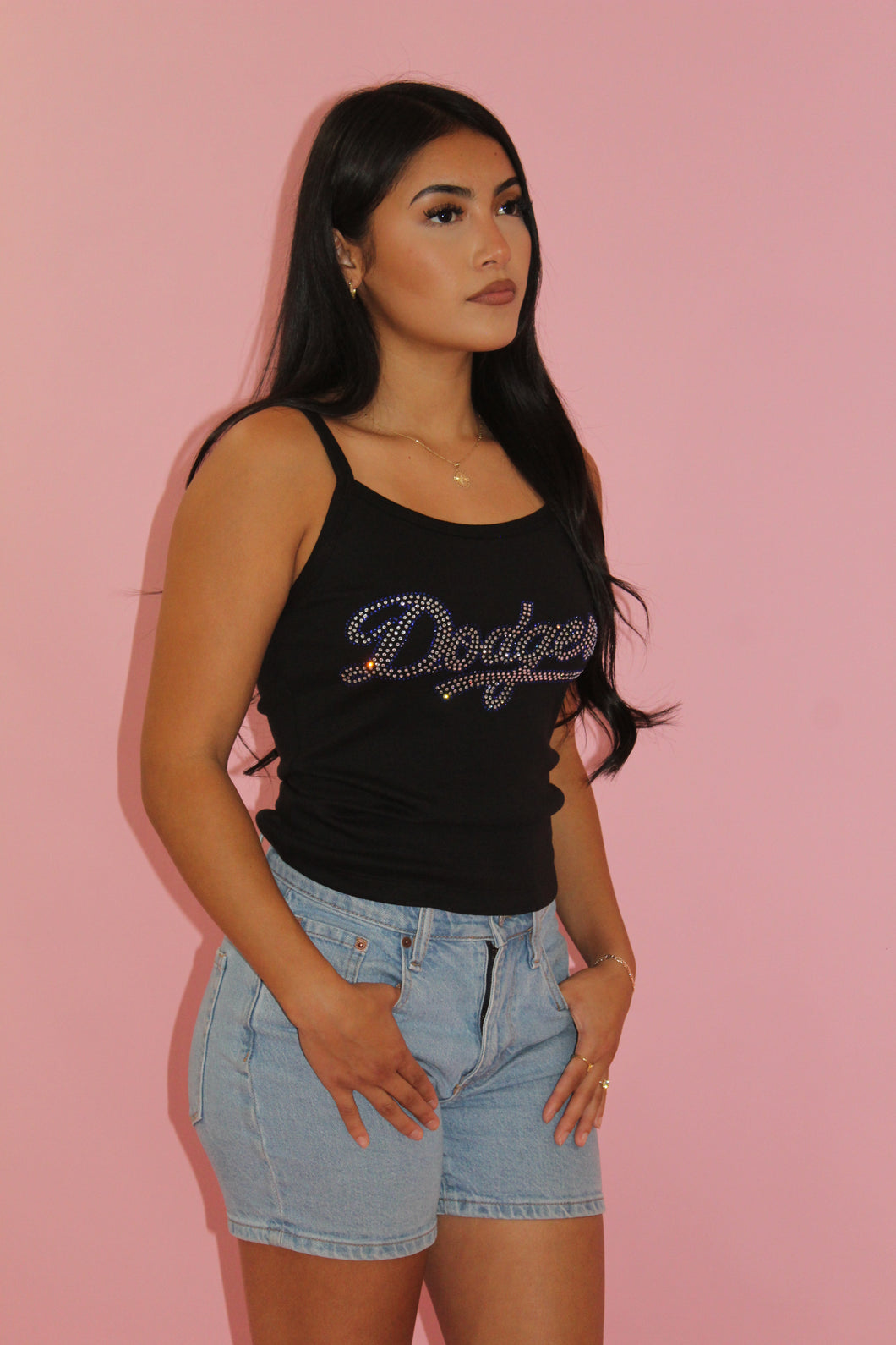 RHINESTONE DODGER FULL LENGTH TANK TOP